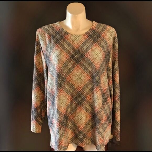 Southern Lady 3X Top Tan, Grey, Brown & Orange - Picture 1 of 3